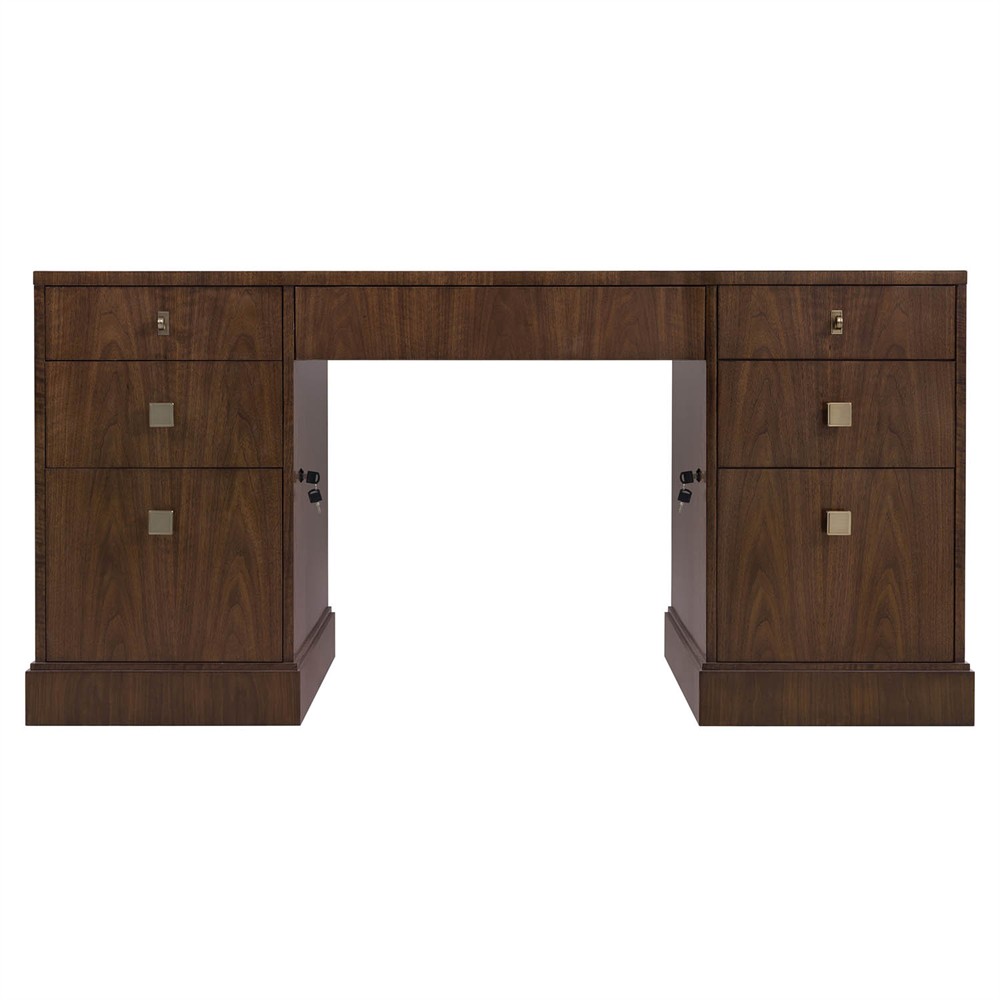 Alaine Modern Classic Dark Brown Walnut Wood Executive Desk|