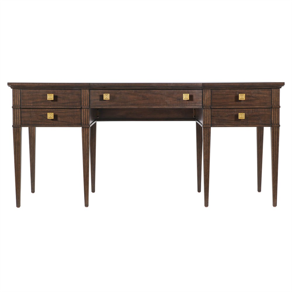 Emrys Updated Traditional Dark Brown Walnut Wood Writing Office Desk|