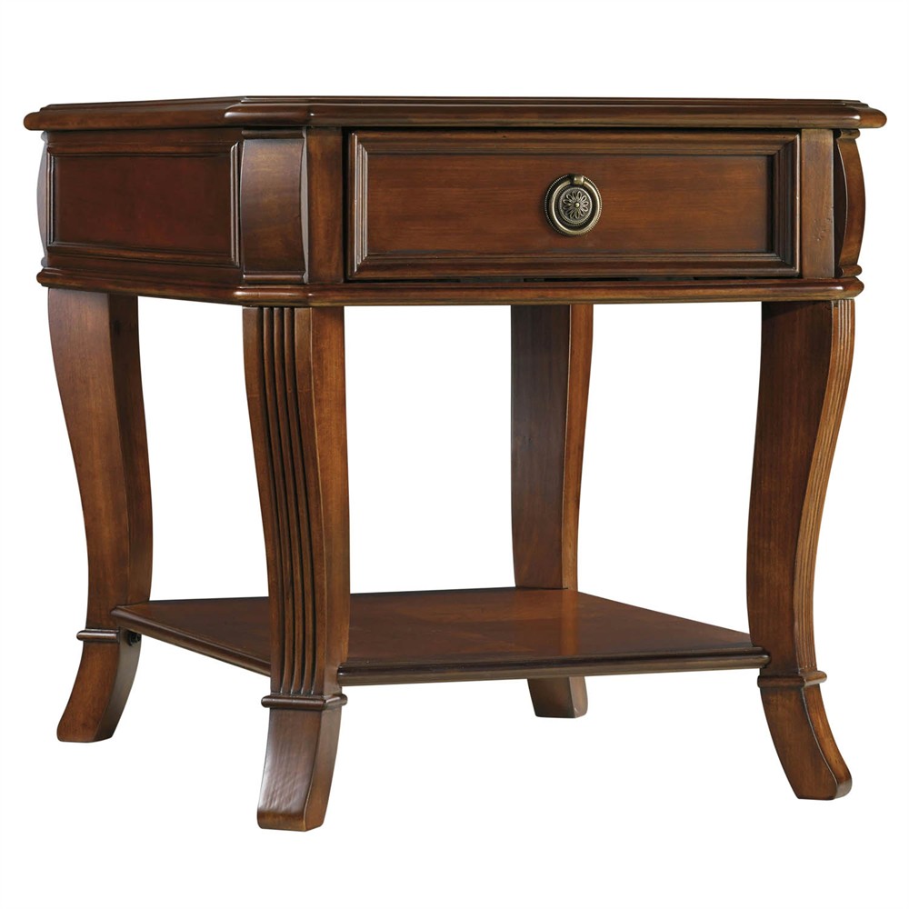 Haven Updated Traditional Cherry Wood Rectangular End Table|