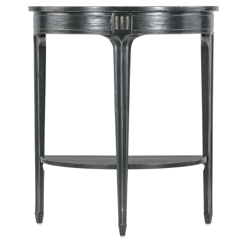 Stella Updated Traditional Dark Green Maple Wood Demilune Accent Table|