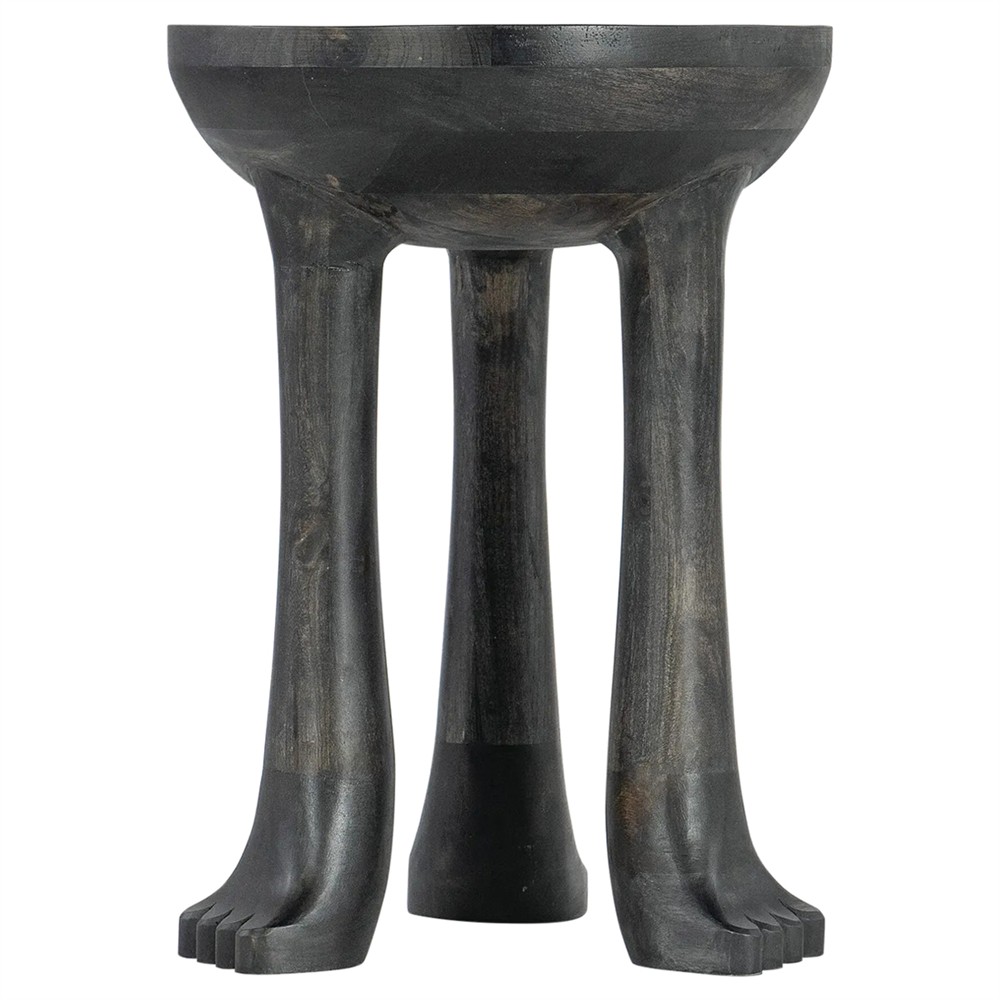 Tidus Modern Classic Black Wood Claw Foot Round Side Table|