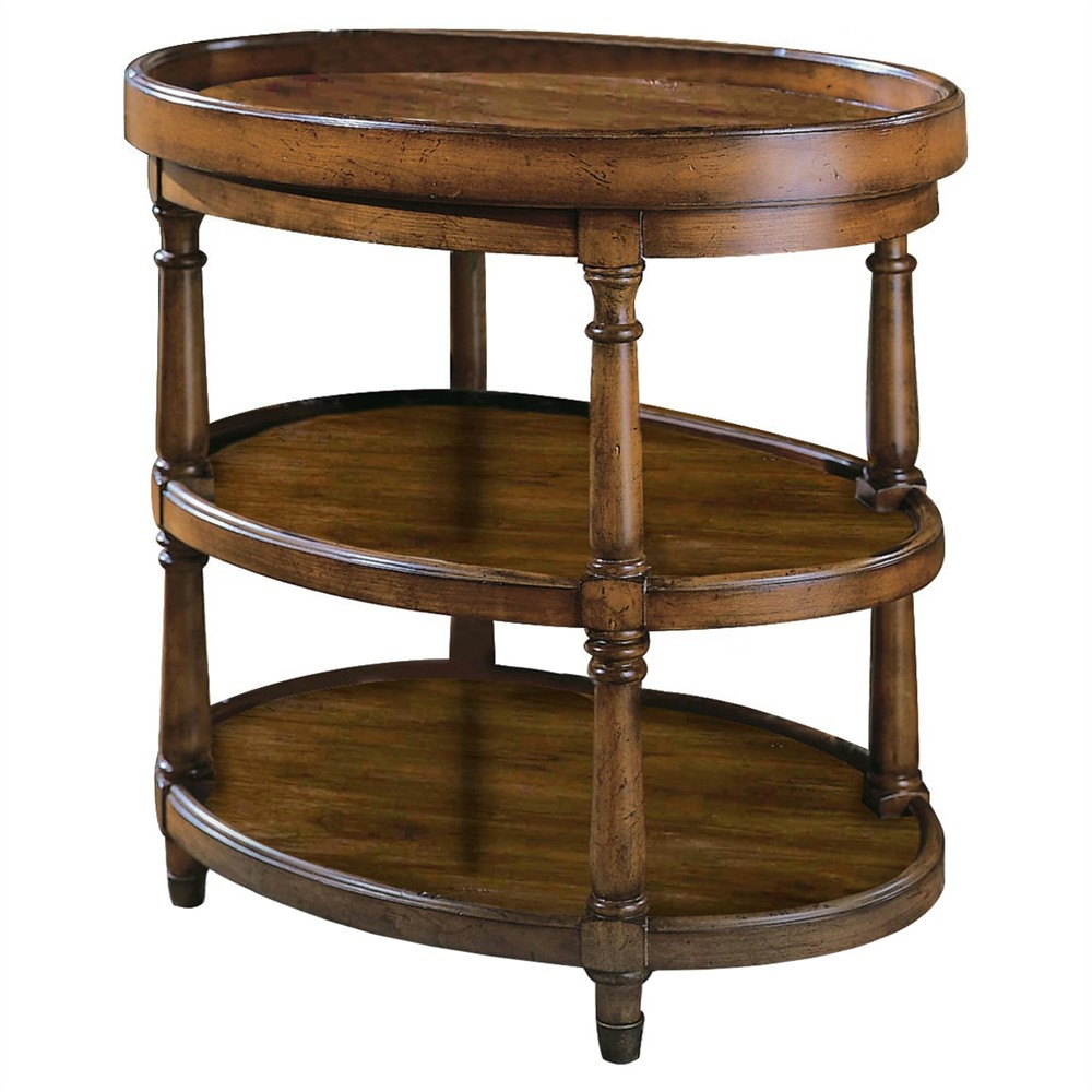 Mercer Updated Traditional Brown Mappa Burl Oval Side Table|