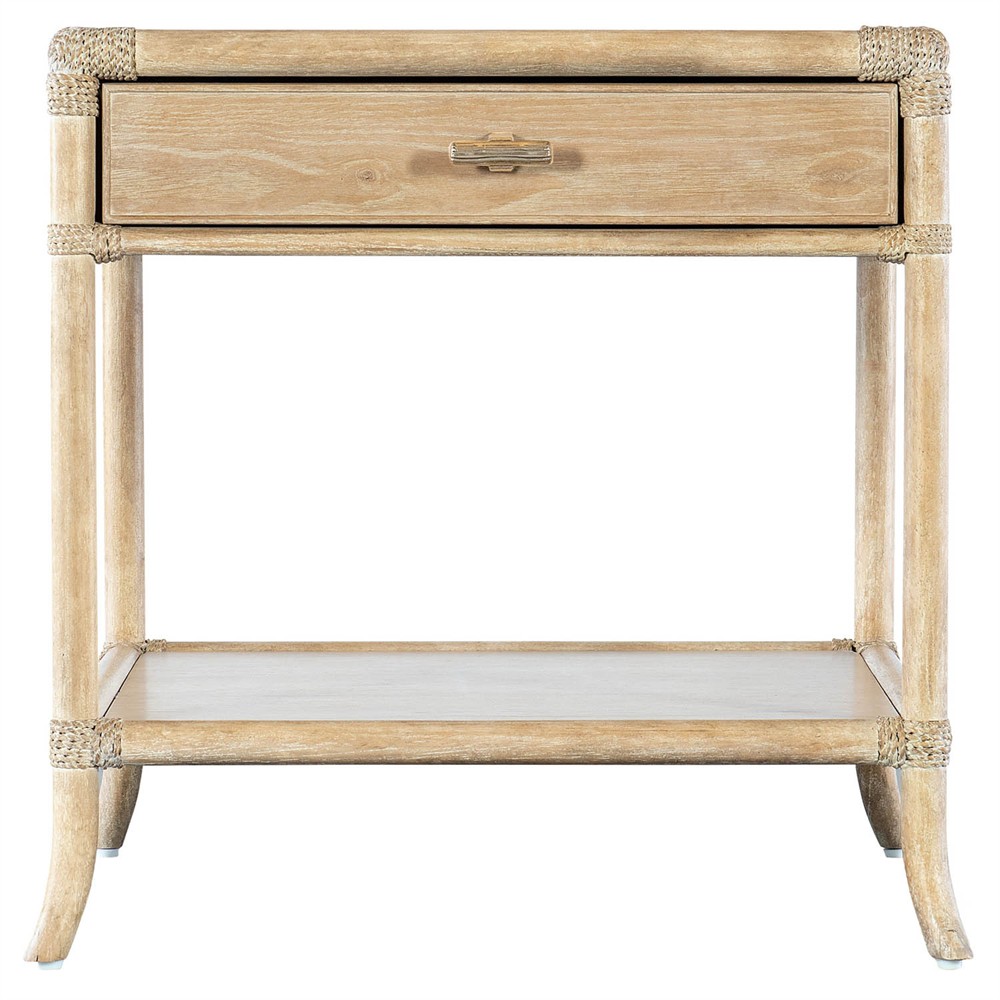 Nigel Coastal Beach Light Oak Rectangular End Table|