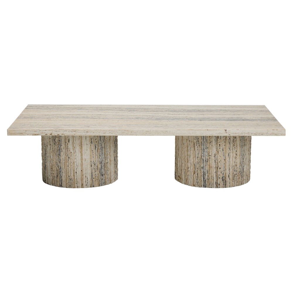 Angelo Modern Classic Beige Travertine Rectangular Coffee Table|