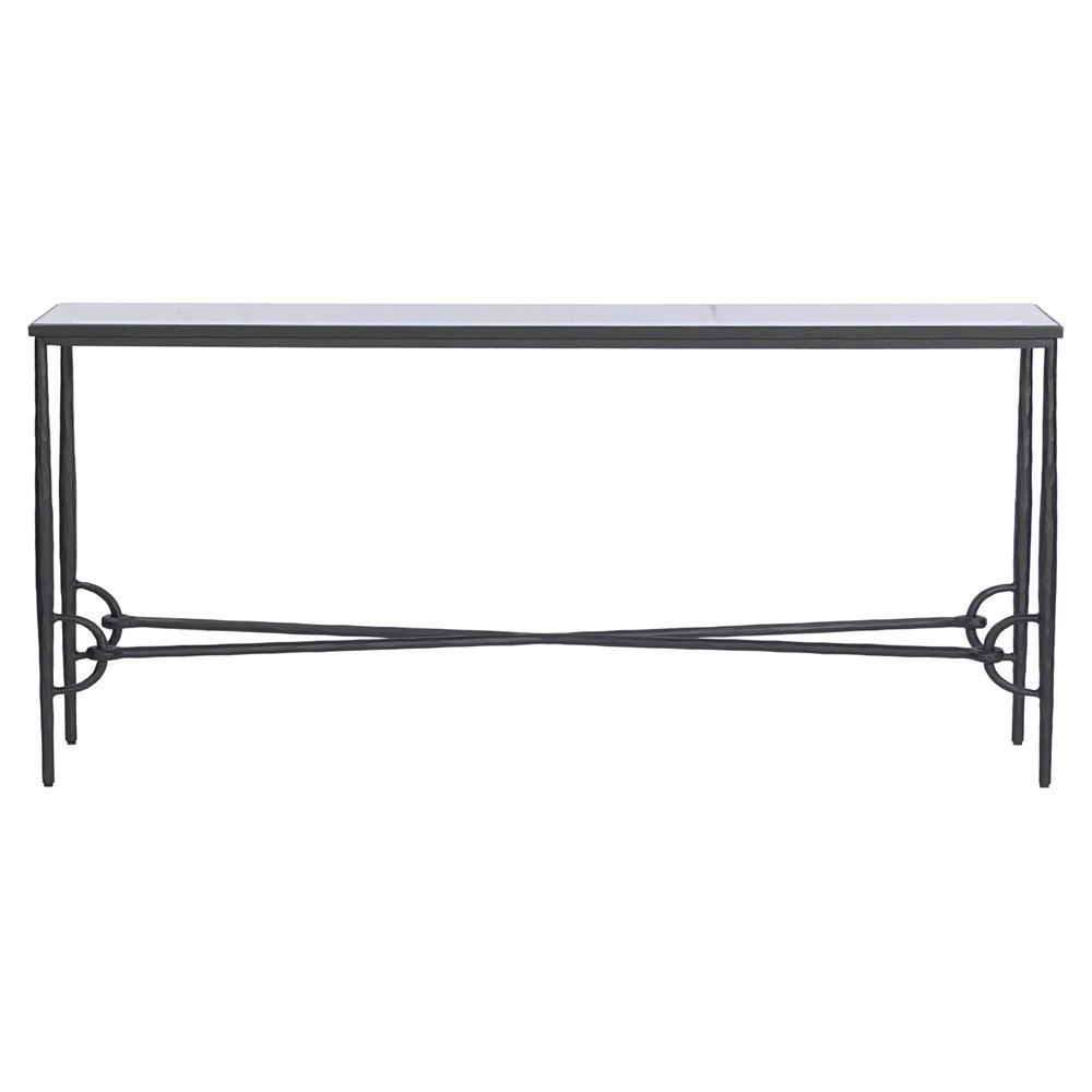Ceasar French Country Black Iron Rectangular Console Table|