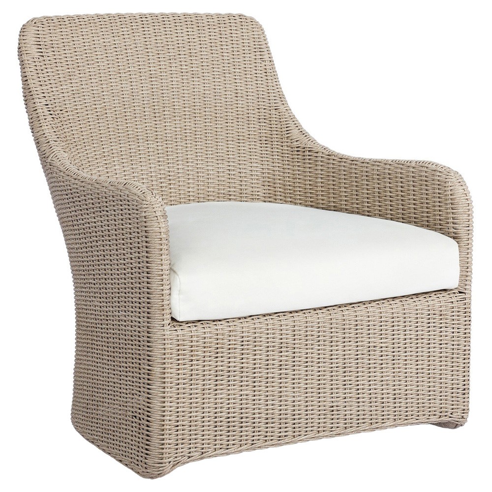 Heather Coastal Beach Vintage White Woven Outdoor Swivel Chair|