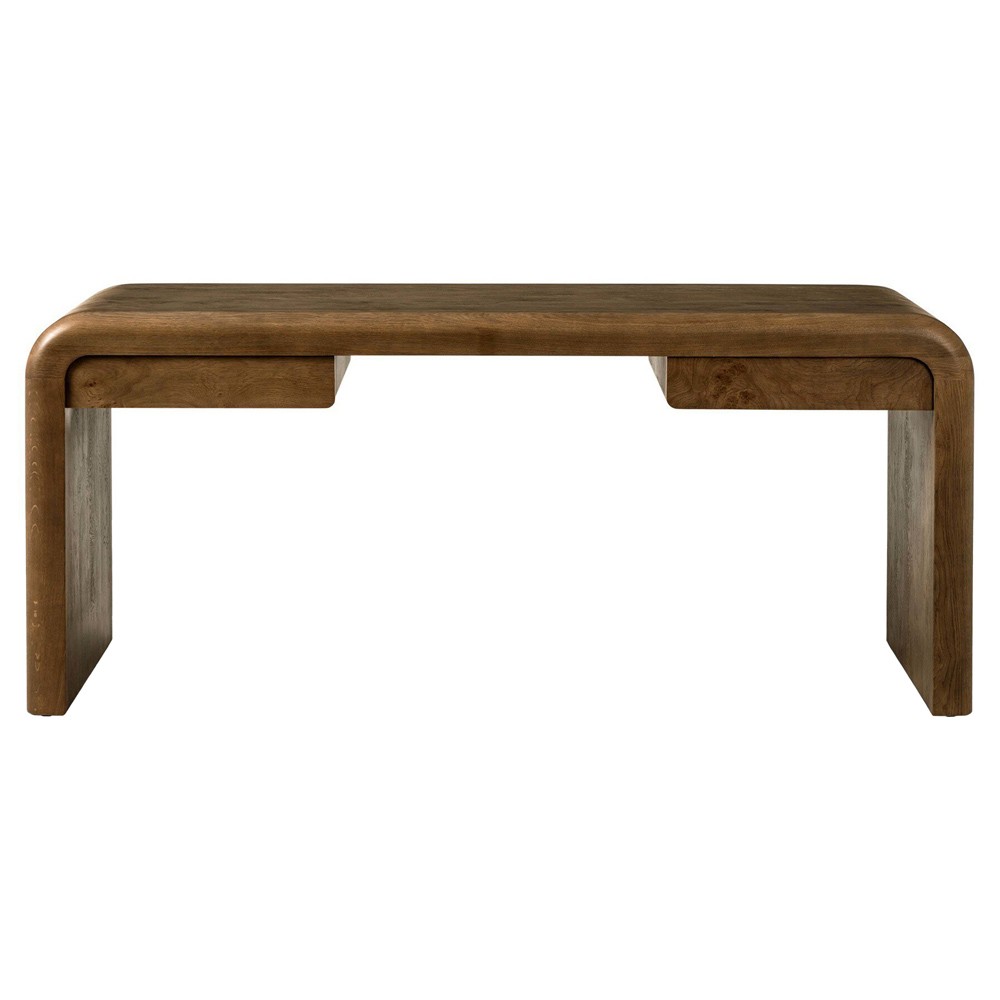 Daven Rustic Lodge Brown Oak Burl Desk|
