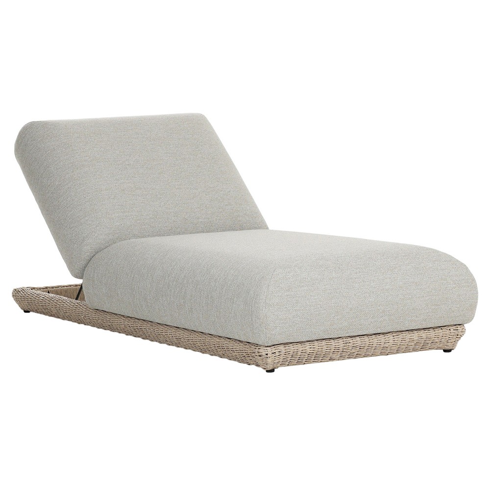 Evander Coastal Beach Grey Woven Outdoor Chaise Lounge|