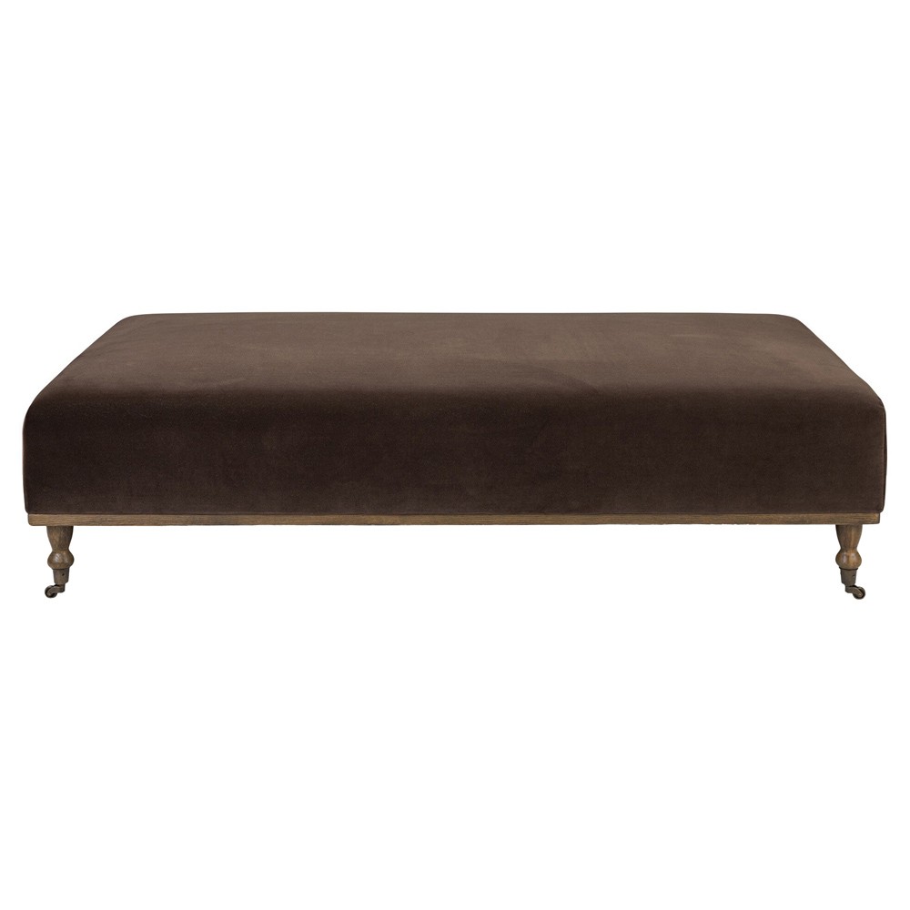 Harlin Updated Traditional Brown Velvet Performance Rectangular Cocktail Ottoman|