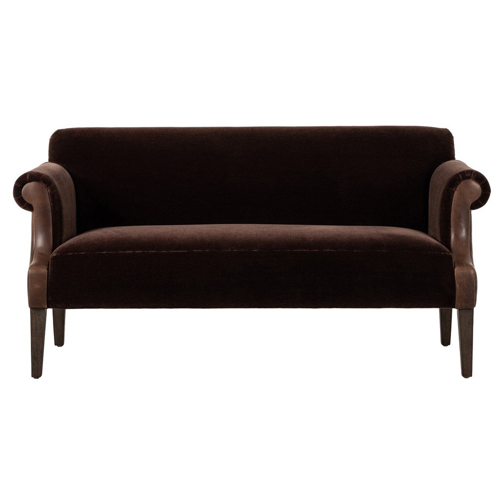 Harvey Updated Traditional Brown Velvet Sofa - 60"|