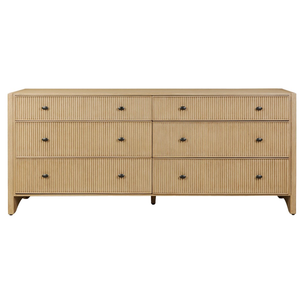 Hazel Modern Classic Light Wash Oak Reeded Double Dresser|