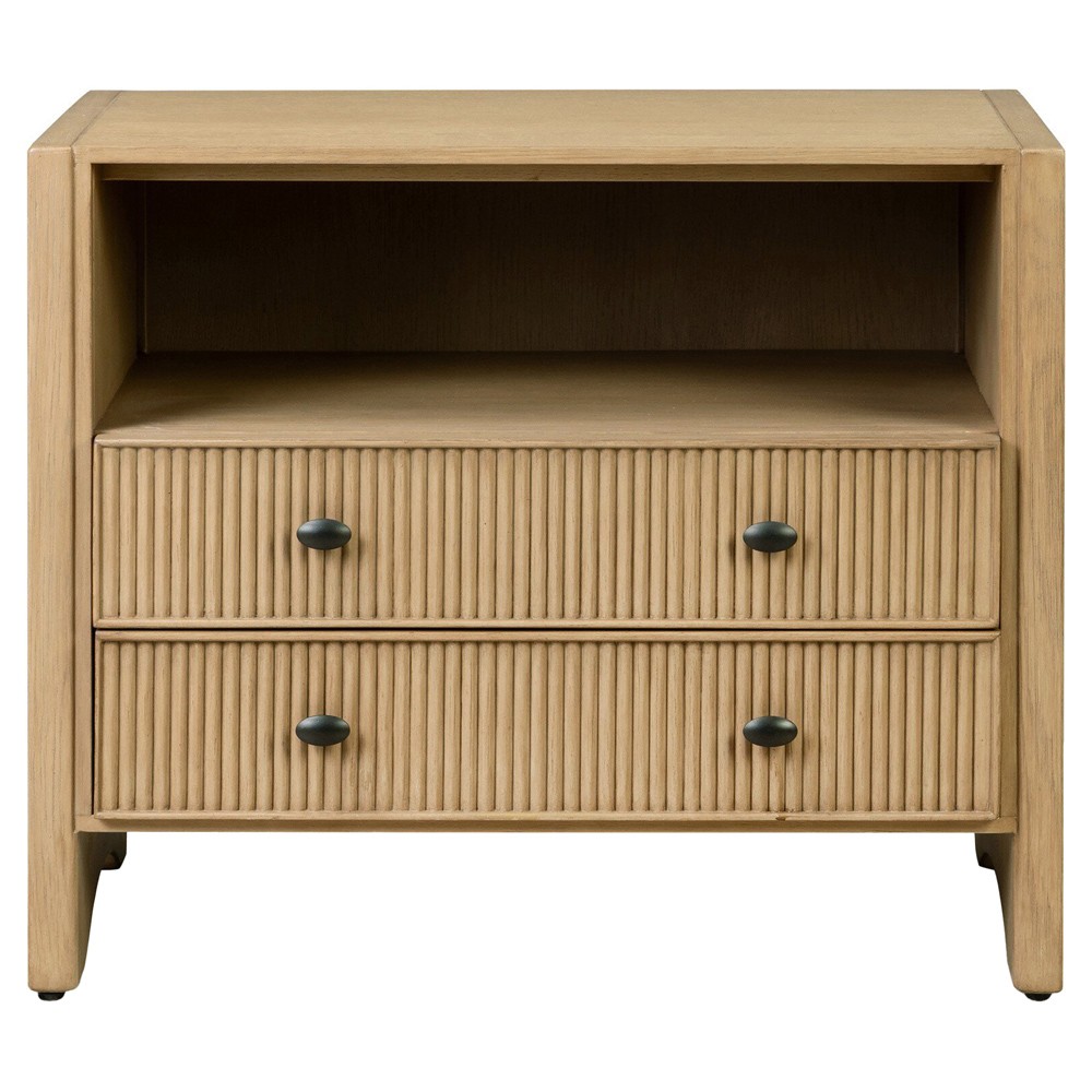 Hazel Modern Classic Light Wash Oak Reeded Nightstand|