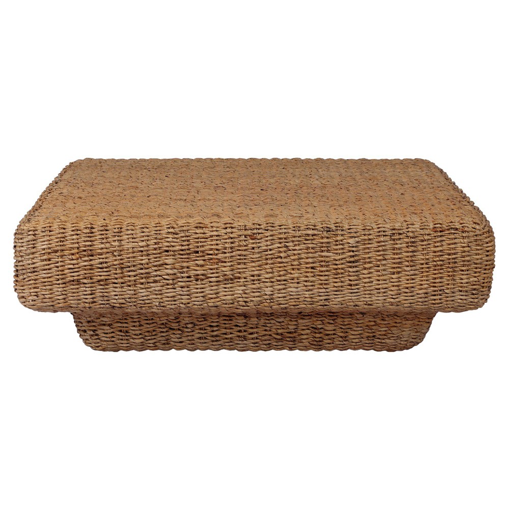 Keira Coastal Beach Bleached Woven Banana Leaf Square Coffee Table |
