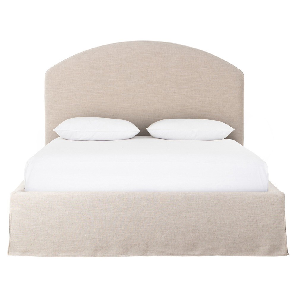 Oasley Updated Traditional Beige Slipcovered Bed - Queen|