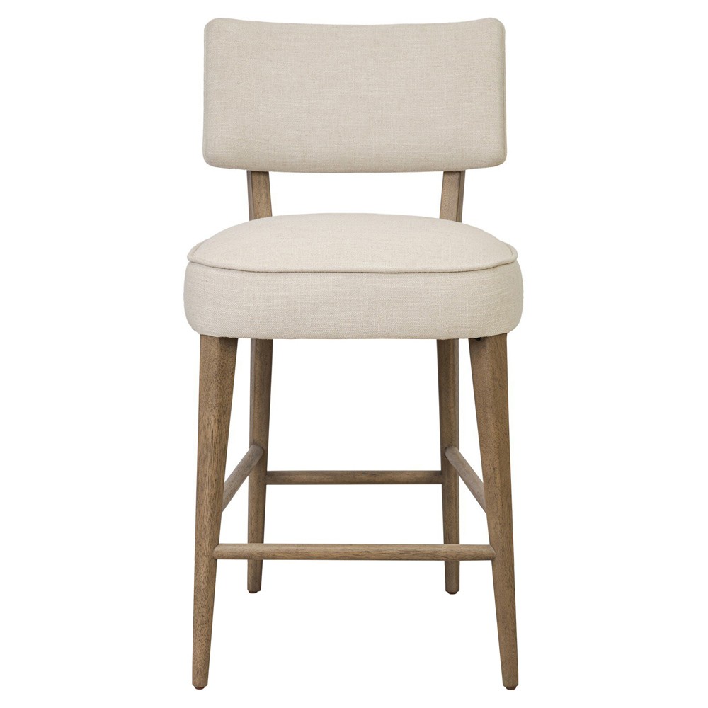 Andy Modern Classic Cream Performance Brown Wood Counter Stool|