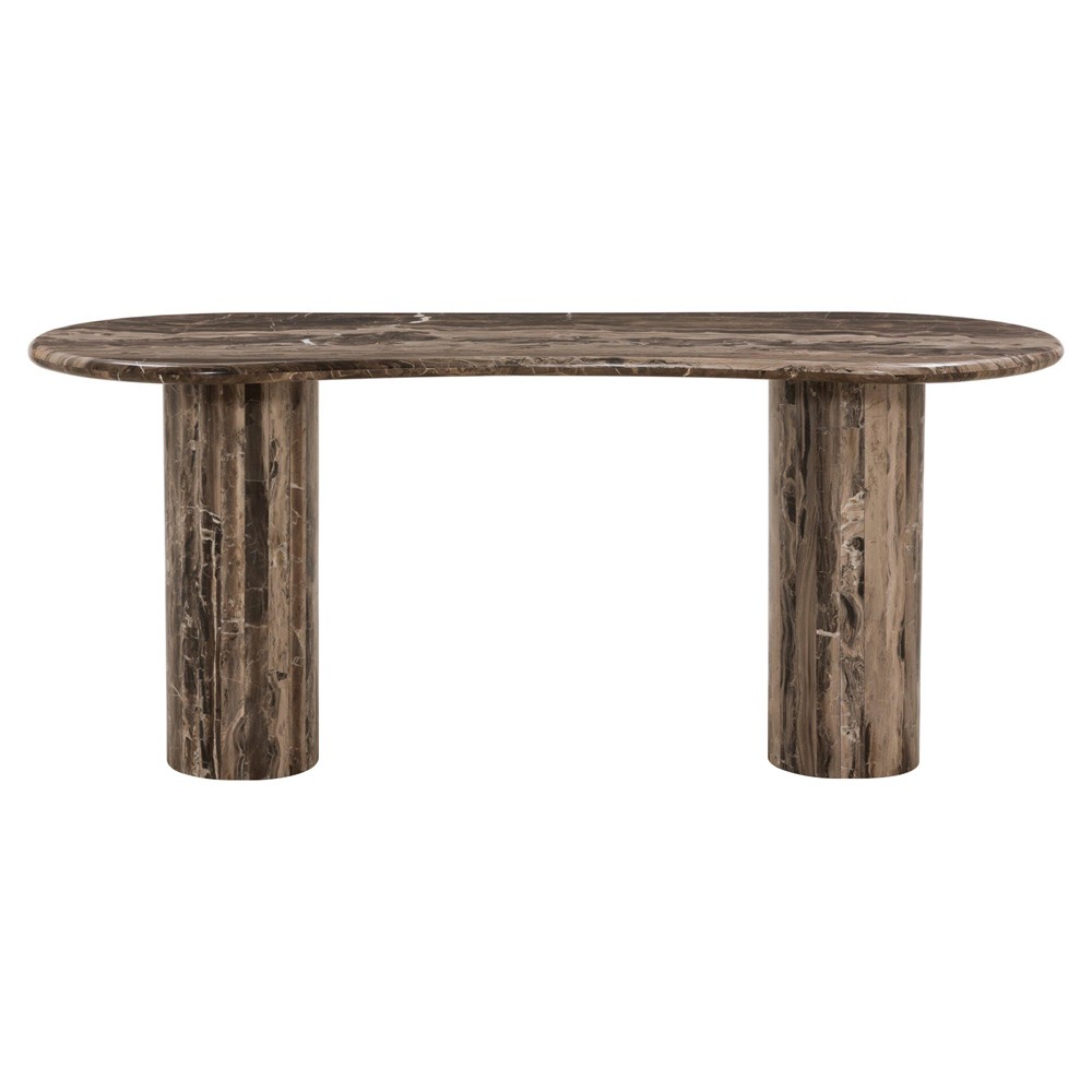 Ponce Modern Classic Brown Marble Oval Desk|