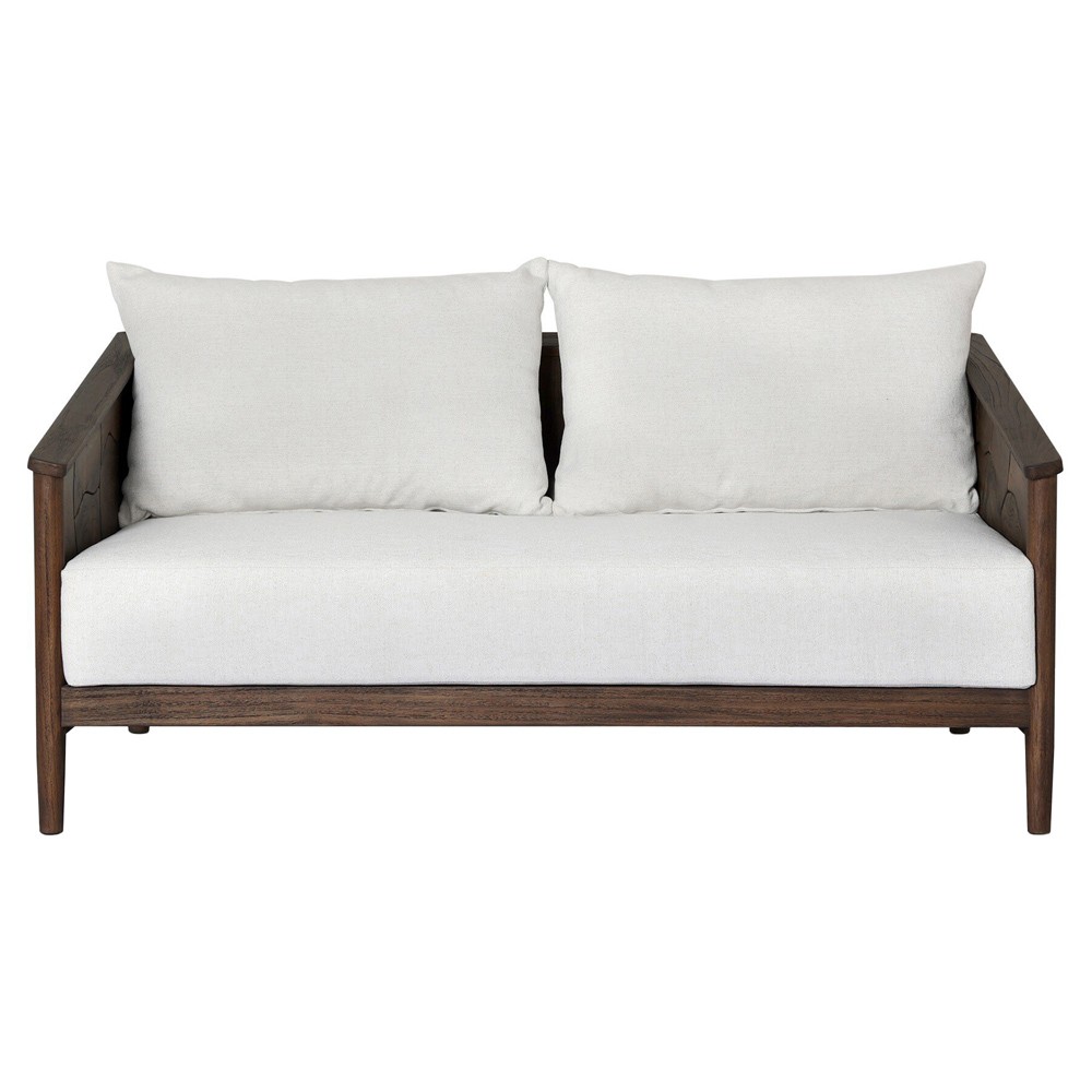 Ridge Rustic Lodge Dark Brown Teak Outdoor Sofa - 58"|