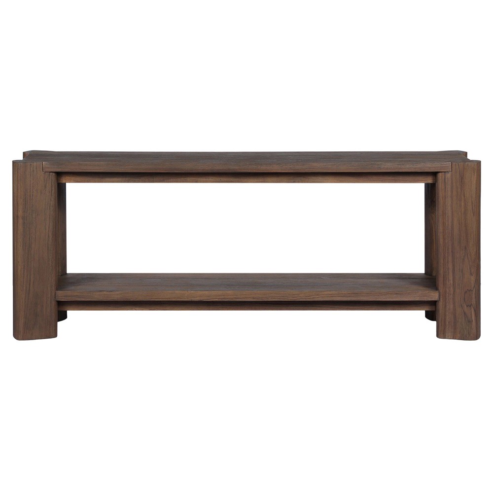 Soho Modern Classic Brown Teak Rectangular Outdoor Console Table|