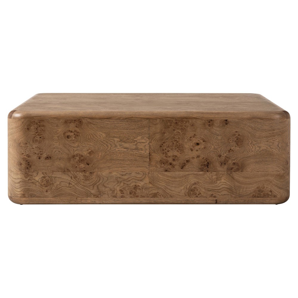 Talessi Modern Classic Brown Oak Burl Block Coffee Table|