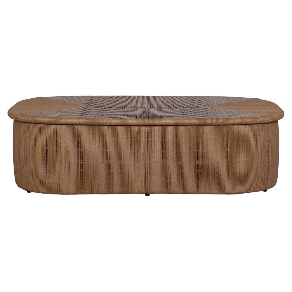 Taum Coastal Beach Brown Woven Oval Outdoor Coffee Table|