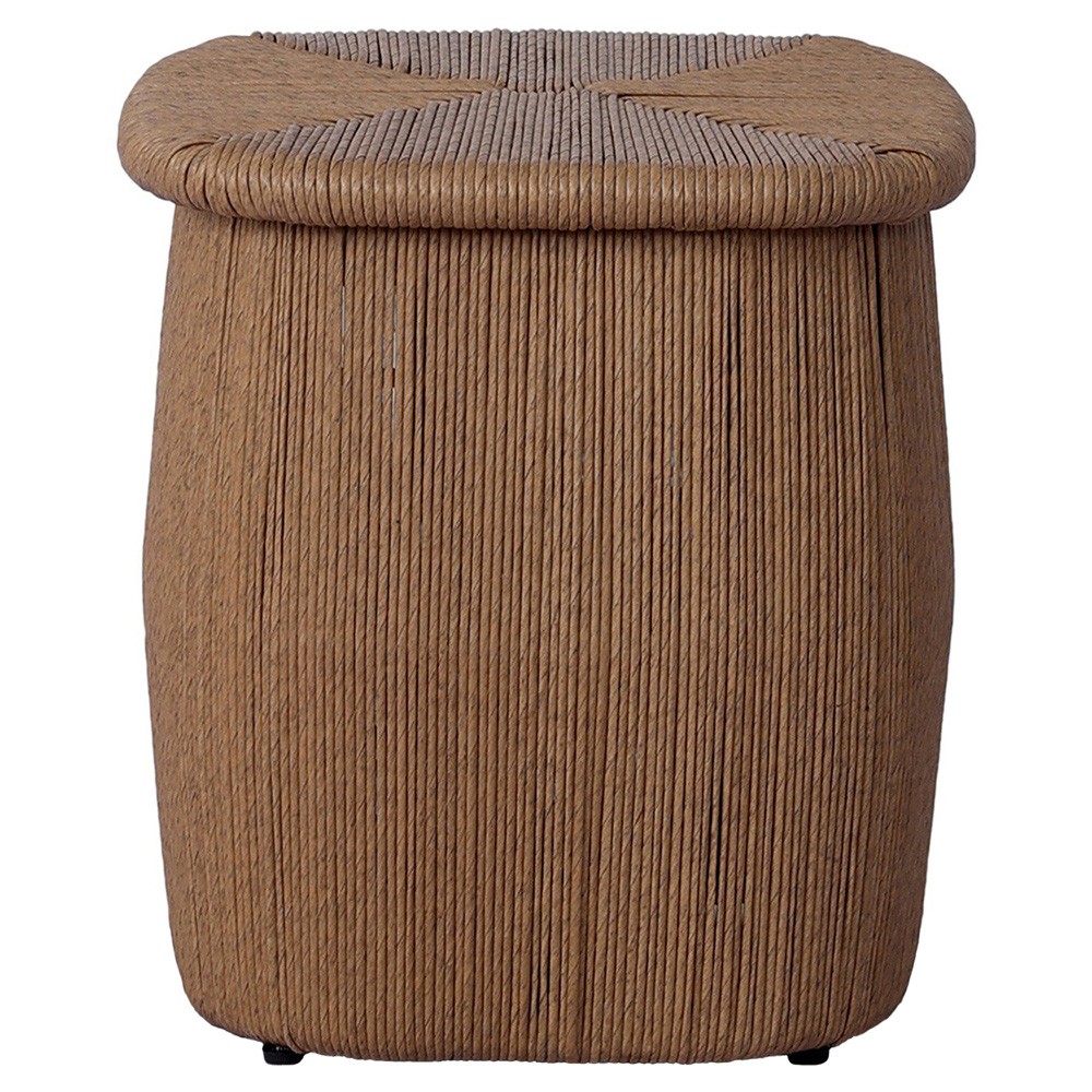 Taum Coastal Beach Brown Woven Square Outdoor Stool|