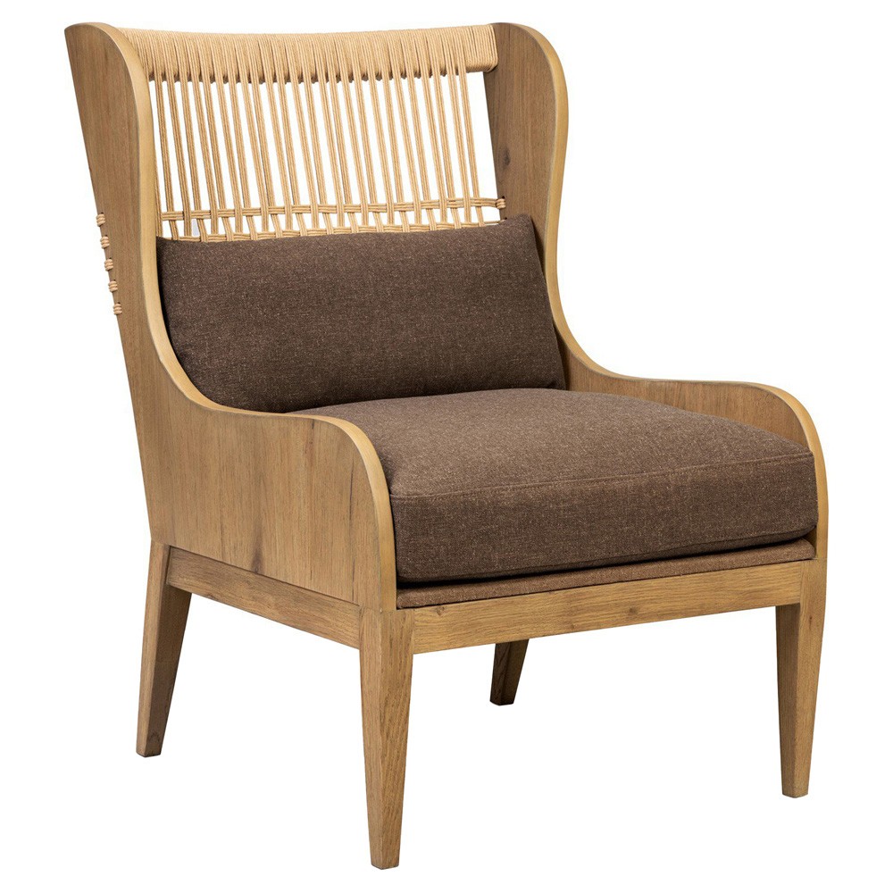 Vestavia Coastal Beach Brown Performance Aged Oak Woven Wing Chair|