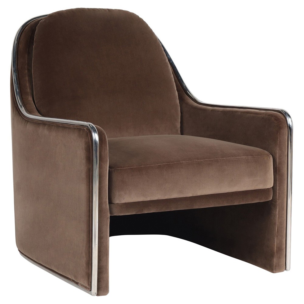 Viora Modern Classic Brown Velvet Performance Arm Chair|