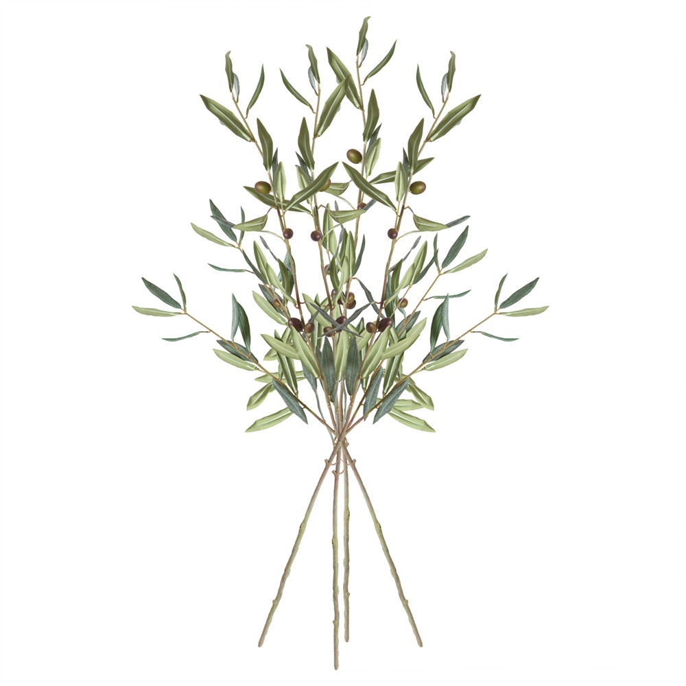 Bennett French Country Green Olive Stem Faux Floral - Set of 4|
