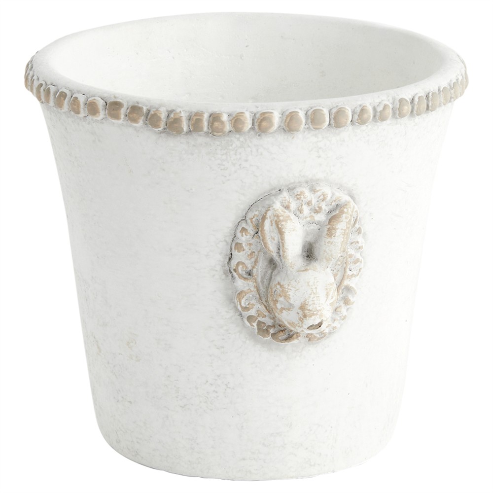 Celia French Country White Rabbit Medallion Outdoor Planter - Medium|