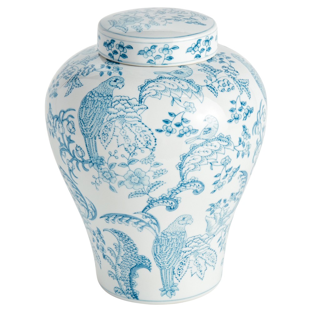 Salvatore French Country Light Blue Porcelain Lidded Ginger Jar|