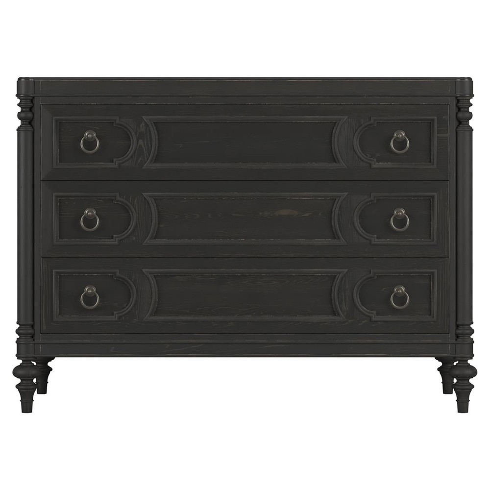 John Updated Traditional Black Pine Wood Bachelor Chest|