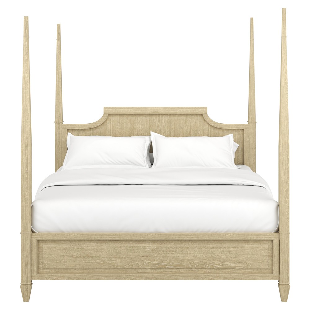 Gatlin Updated Traditional Beige Wood Four Poster Bed - King|