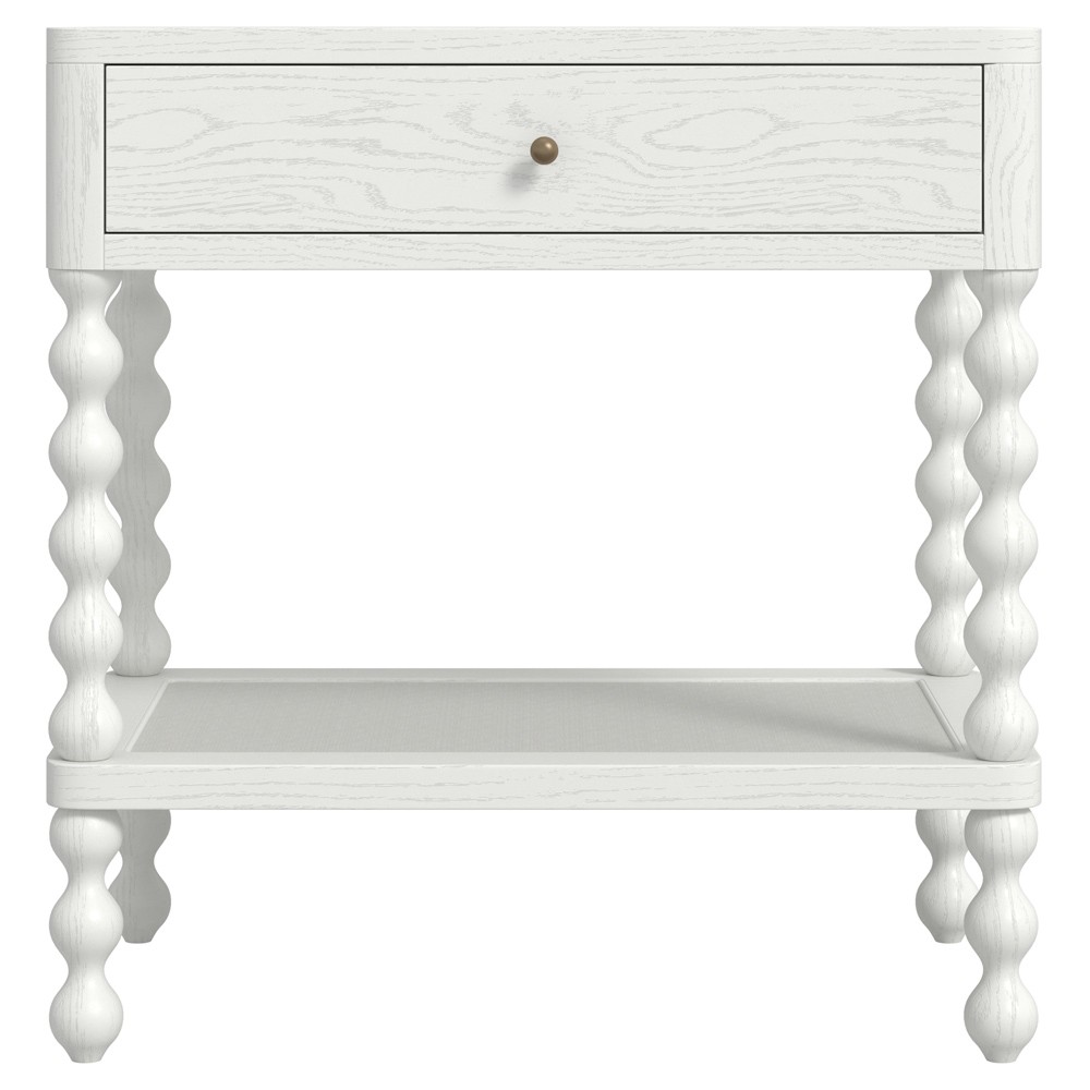 Bryer Modern Classic White Wood Spindle Nightstand|