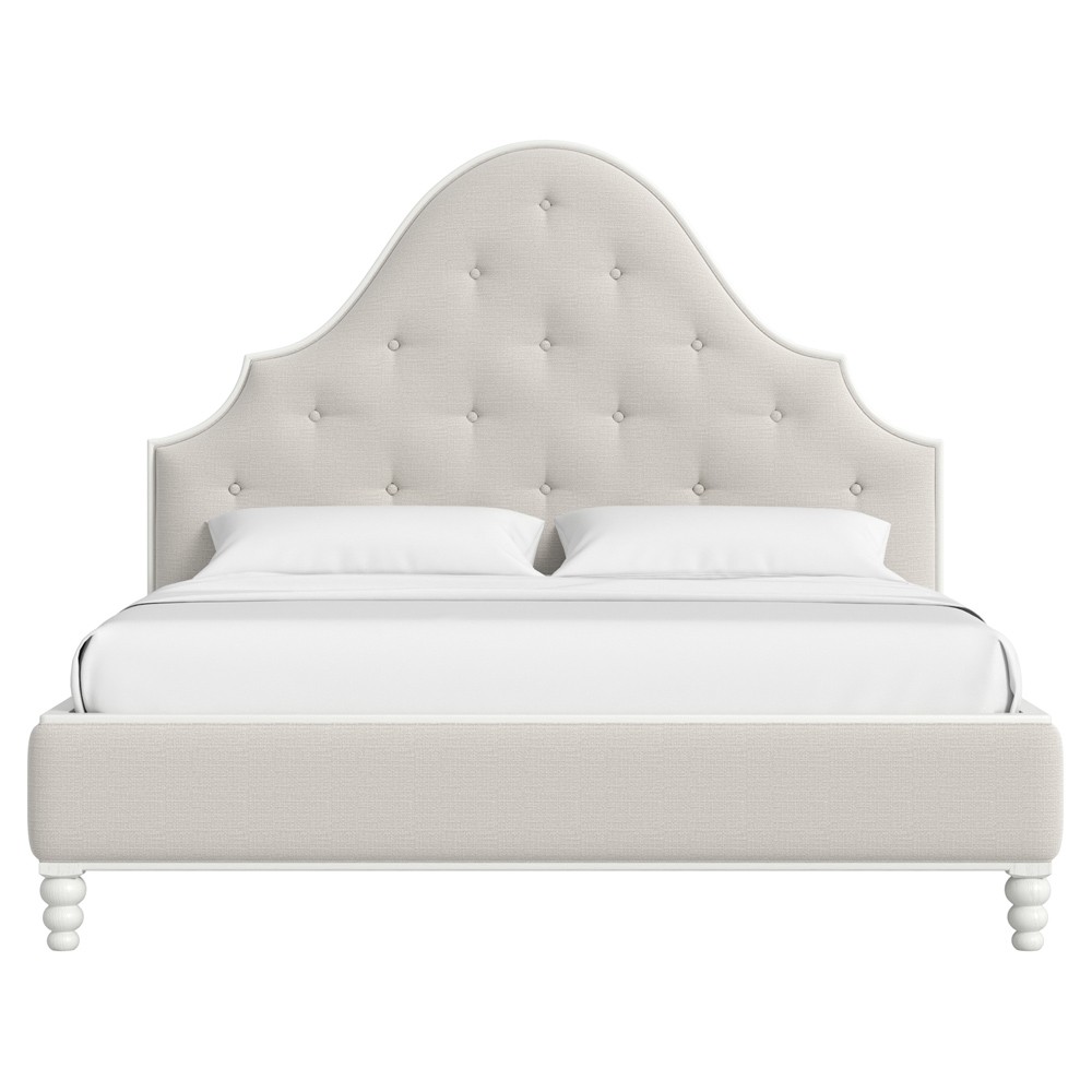 Joe Updated Traditional White Wood Tufted Bed - Queen|