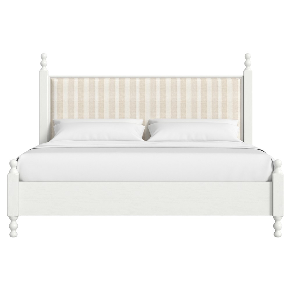 Dane Updated Traditional White Wood Finial Spindle Bed - Queen|