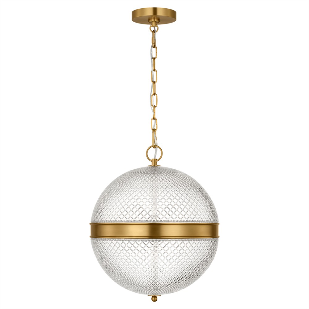 Lucinda Updated Traditional Glass Globe Burnished Brass Single Pendant|