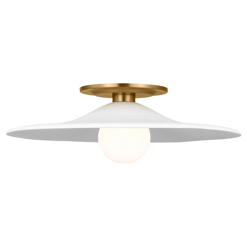 Endicott Modern Classic Milk Glass Burnished Brass Flush Mount|