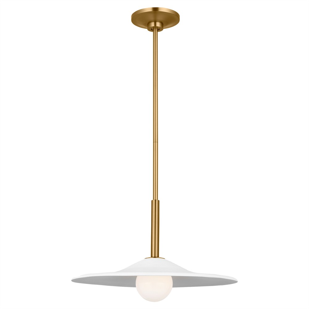 Endicott Modern Classic Milk Glass Burnished Brass Pendant - 16"|