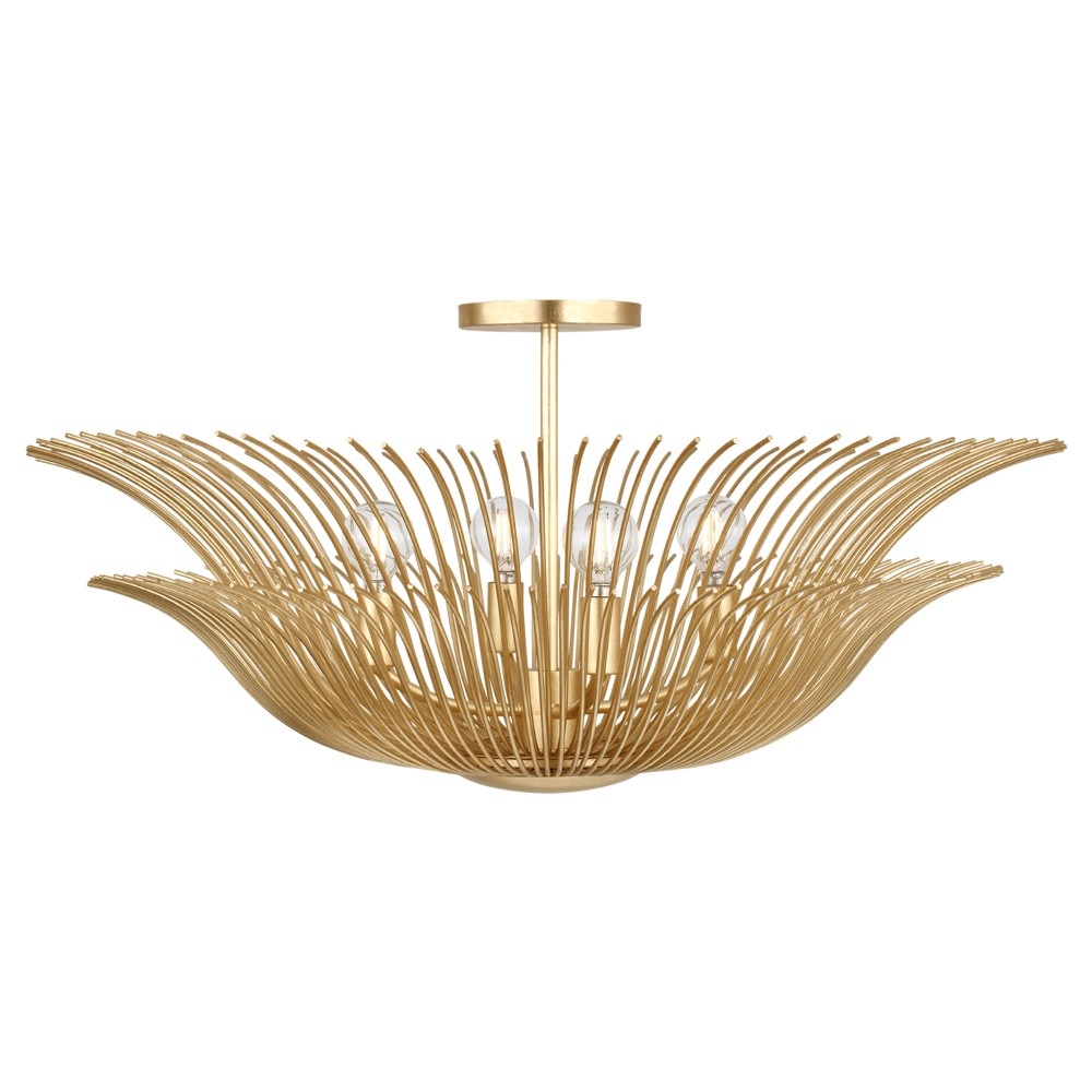 Dorelle French Country Gild Fluted Brass Semi Flush Mount|