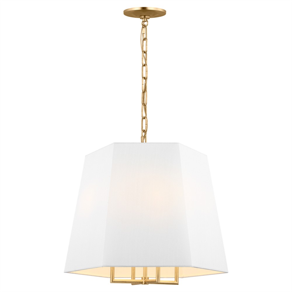 Lille Modern Hexagon White Silk Gild Hanging Shade - 20"|