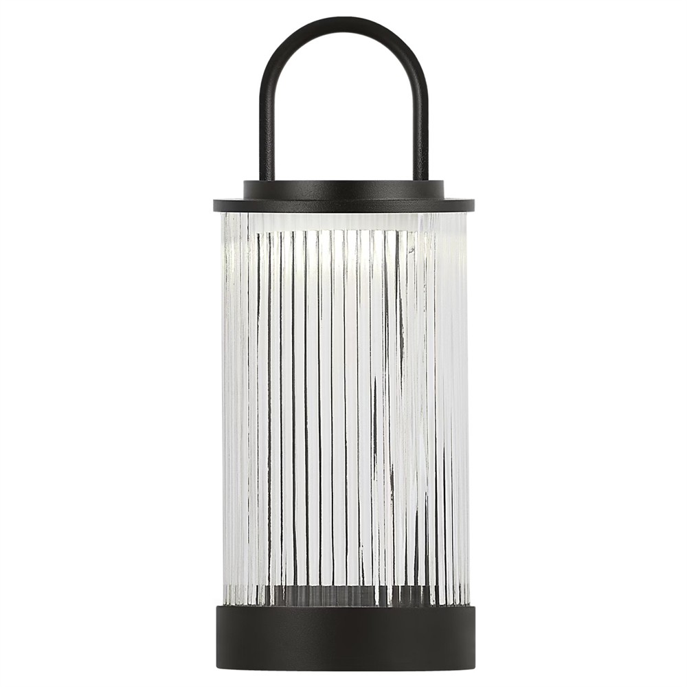 Tawa Modern Fluted Glass Bronze Brass Rechargeable Outdoor Table Lamp|