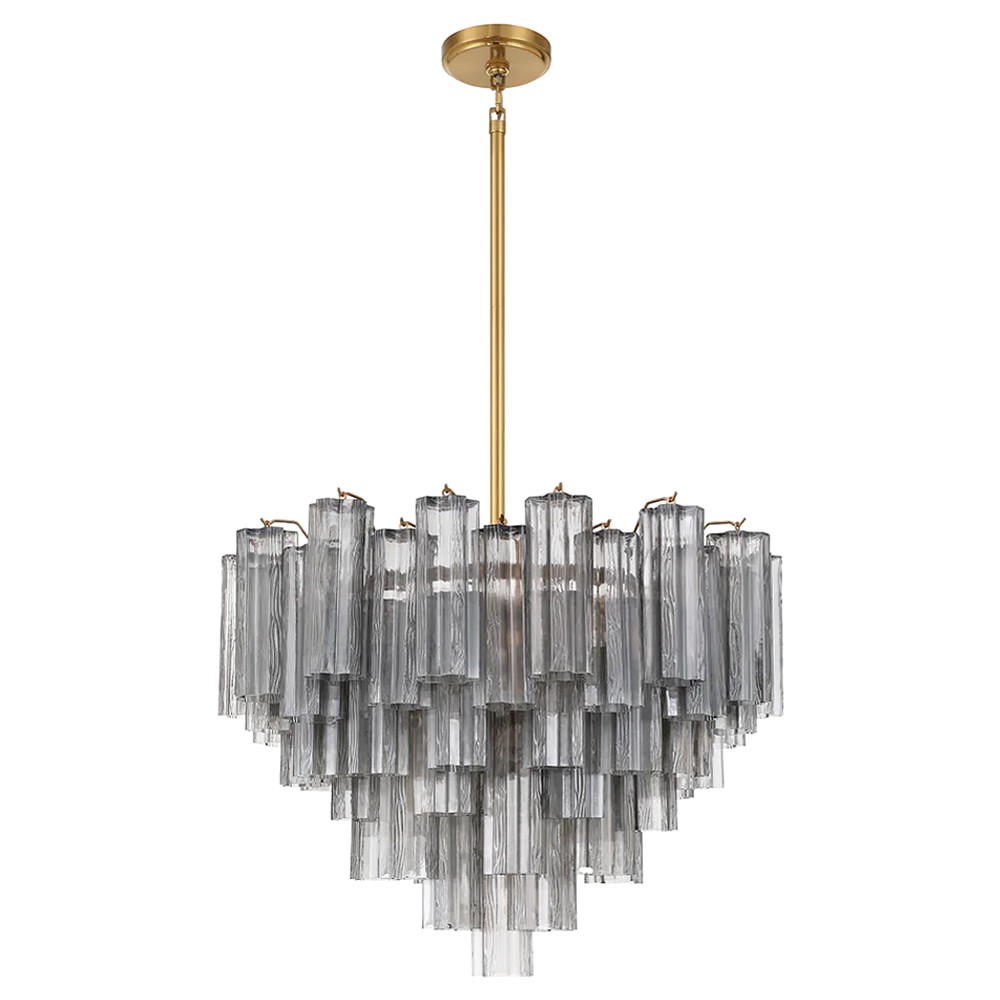 Corin Updated Traditional Smoke Glass 12 Light Chandelier|
