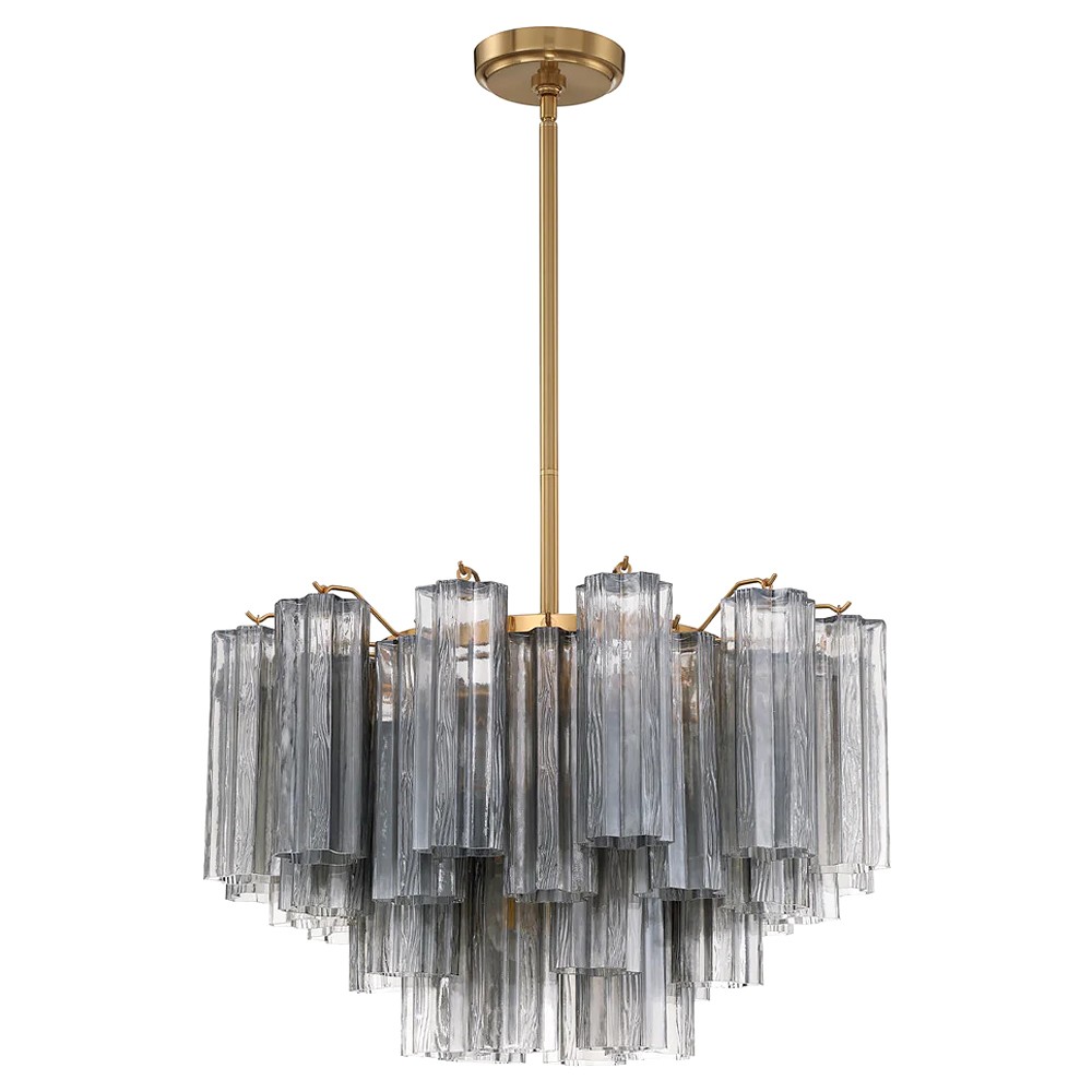 Corin Updated Traditional Smoke Glass 9 Light Chandelier|