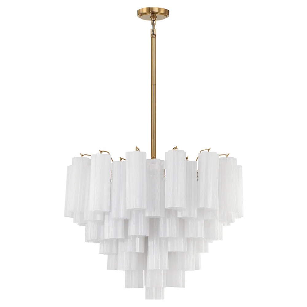 Corin Updated Traditional White Glass 12 Light Chandelier|