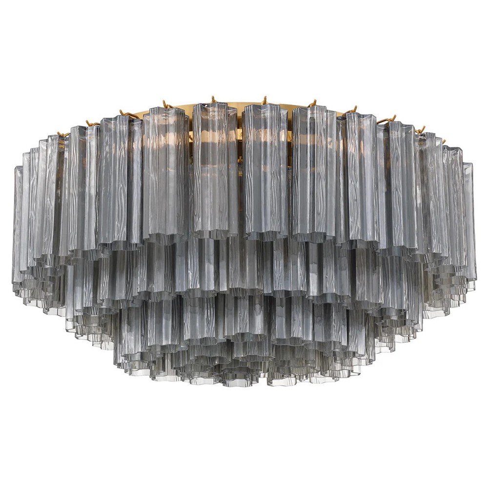 Corin Traditional Smoke Glass Aged Brass 16 Light Flush Mount|