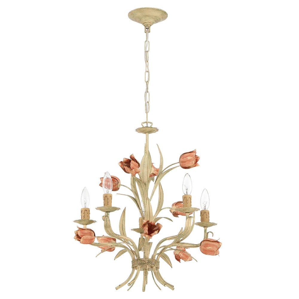 Maribel Updated Traditional Sage Rose Floral Chandelier|