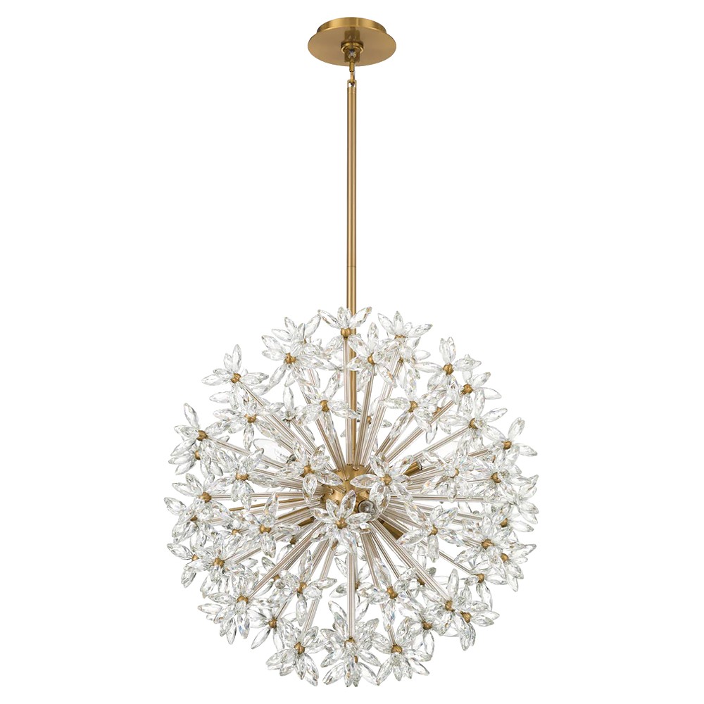 Adalia Modern Classic Aged Brass Crystal 6 Light Chandelier|