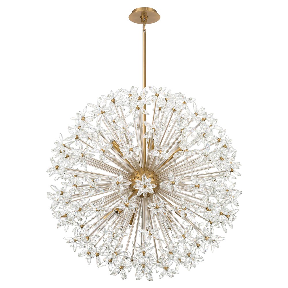 Adalia Modern Classic Aged Brass Crystal 12 Light Chandelier|