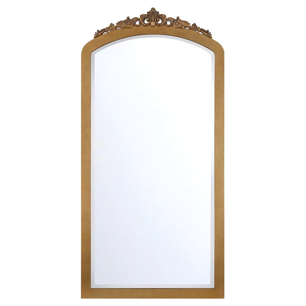 Ardelle Traditional Burnished Brass Arched Floor Mirror|