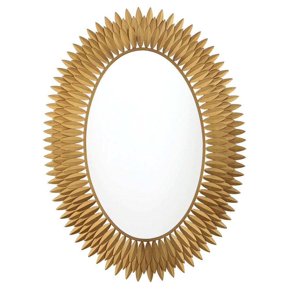 Liora Traditional Antique Gold Sunburst Oval LED Wall Mirror|